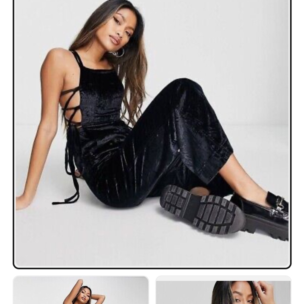 Free people back crushed velvet 90s overall